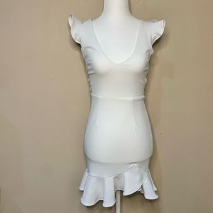 Hello Molly Frill Mini Dress Fitted BodyCon Flutter Ruffle Sleeve Extra Small